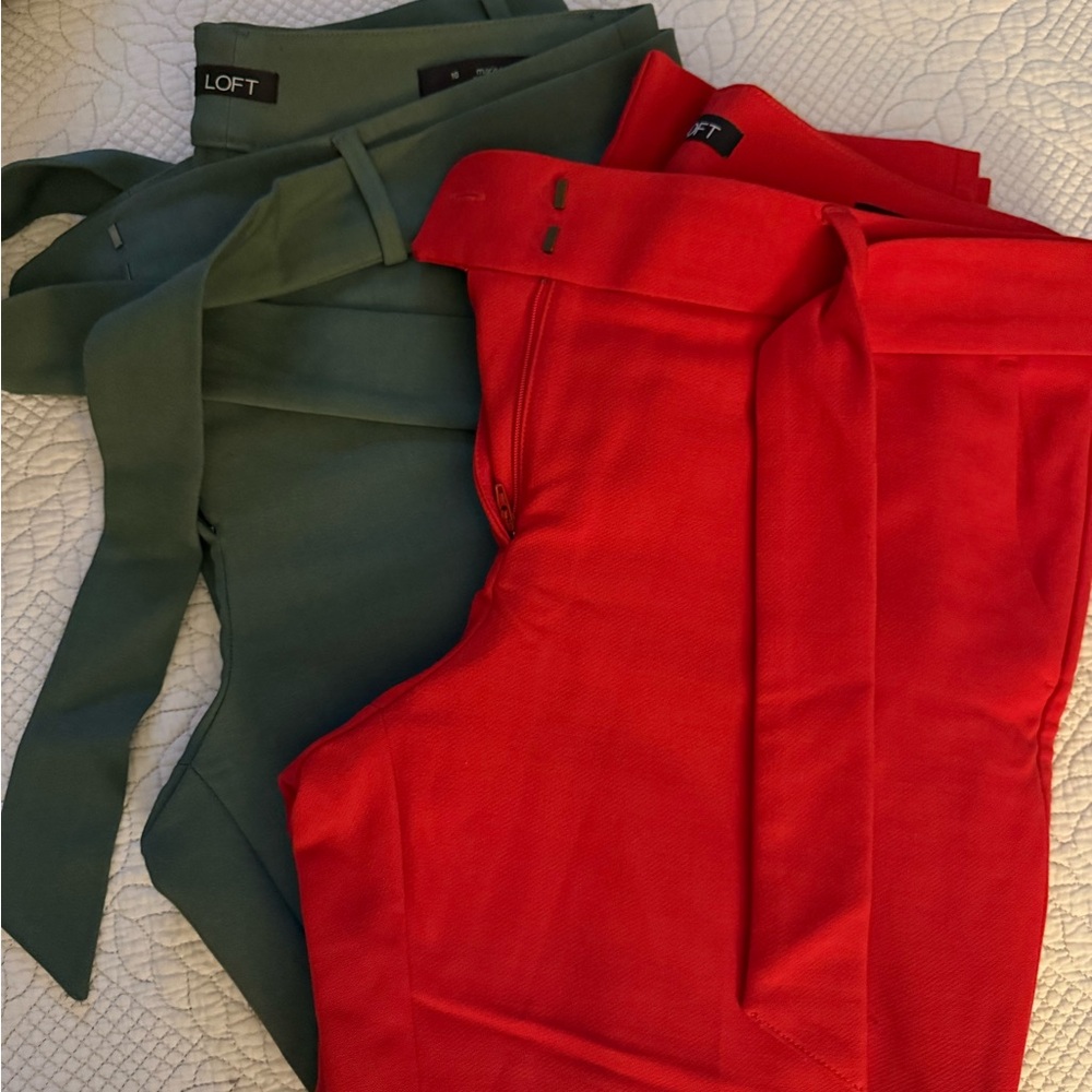 Loft Marisa Pants Red and Green Size 10